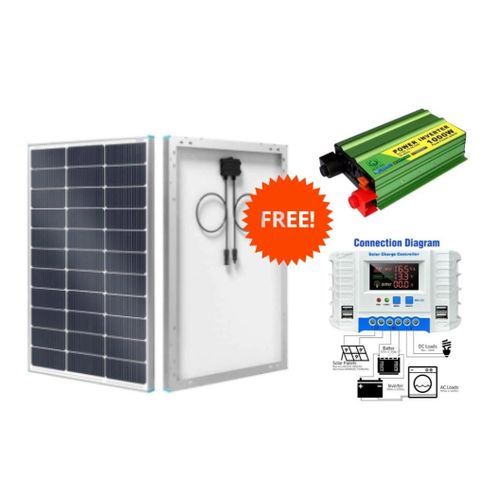 150 W Solar Panel 25 Years Warranty All Weather Mono Solar Panel + Free 30A Solar Charge Controller + Free 1000 Watts Solar Inverter DC to AC 1000W Inverter