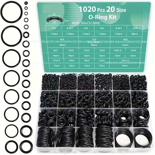 1020pcs Nitrile Rubber O-Ring Set,Synthetic Rubber Gasket Assortment, 20 Sizes,Multi Purpose