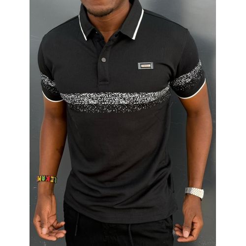 Men Plain Polo T-Shirt/Cotton T-Shirt-Black