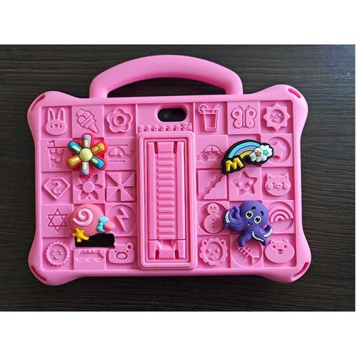 Children's anti fall tablet computer set with silicone protective cover+rich learning and entertainment accessoriesPink