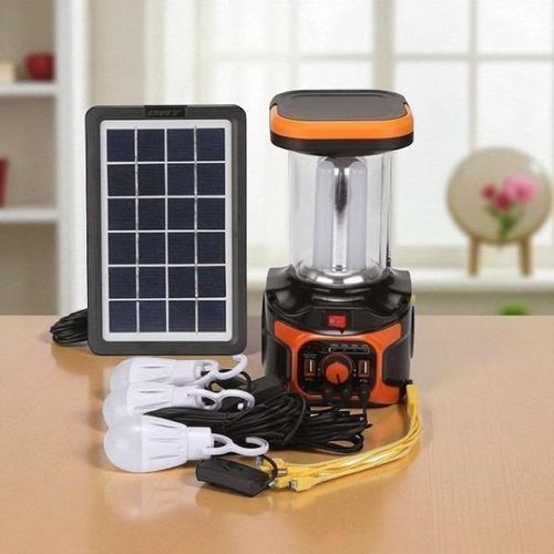 AT-9016B Home Emergency Solar Lighting system Kit with MP3, FM Radio, Bluetooth, LED Bulbs, USB Charging Ports, Torch and Long-Lasting Lithium Battery