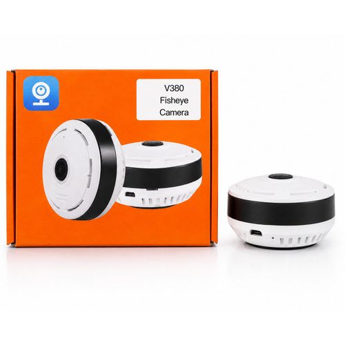 V380 WiFi Fisheye Camera 360° Panoramic Indoor Security Camera – Wireless Smart IP Camera, Two-Way Audio, Motion Detection, Night Vision, V380 Pro App