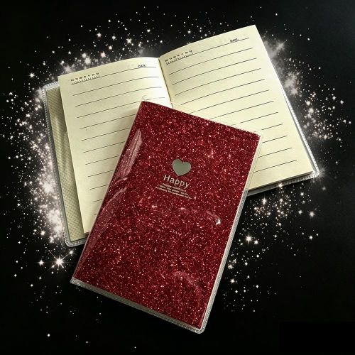 A7 Glitter Pocket Notebook - Sparkly Mini Journal with Protective Cover