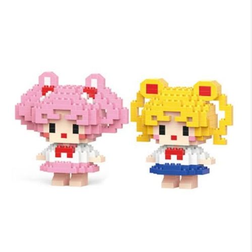 2 Packs Sailor Moon Chibi Moon Mini Building Blocks Set -436pcs Cute Anime Figure DIY Toy for Girls - Creative 3D Model Collectible Gift