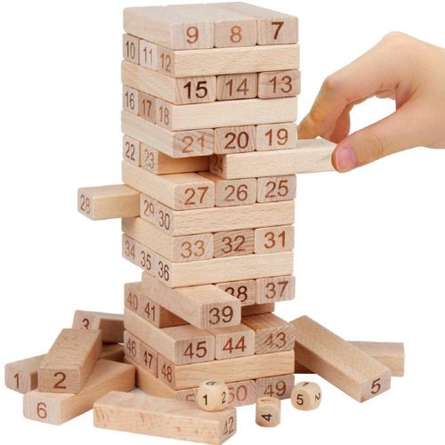 Wooden Jenga Stacking Blocks Game Tumbling Tower Balance Game Educational Family Toy for Kids & Adults Home, School & Parties