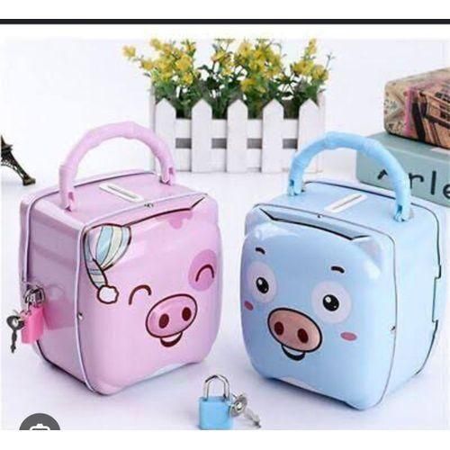 Piggy bank metallic type with padlock & 2 keys
