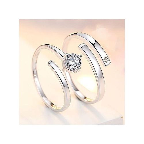 Adjustable Sterling Silver Wedding Engagement Ring For Couple