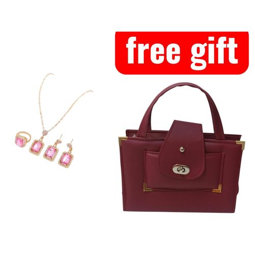 Elegant Womens 3PCS Jewelry Gift Set Necklace Earrings Ring with Free Handbag Perfect For Daily wear Parties special occasions Weddings events Birthday anniversary or graduation gifts As a bonus it comes with a FREE Beautiful handbag