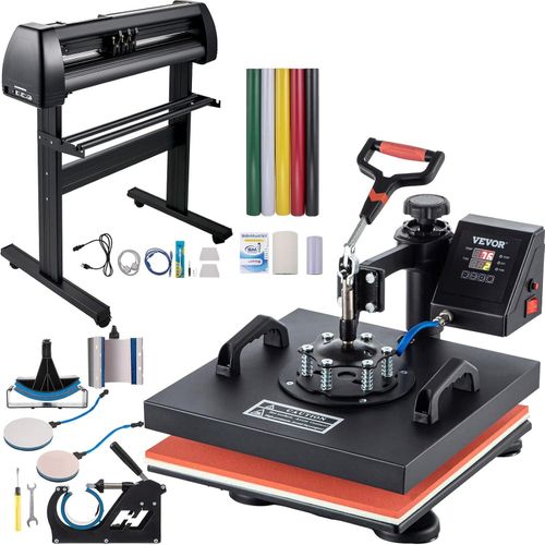 2 Feet Vinyl Cutter Plotter And Heat Press Machine 8 In 1 Heat Press 12 X 15 Inch Heat Transfer Machine 360-Degree Swing Away