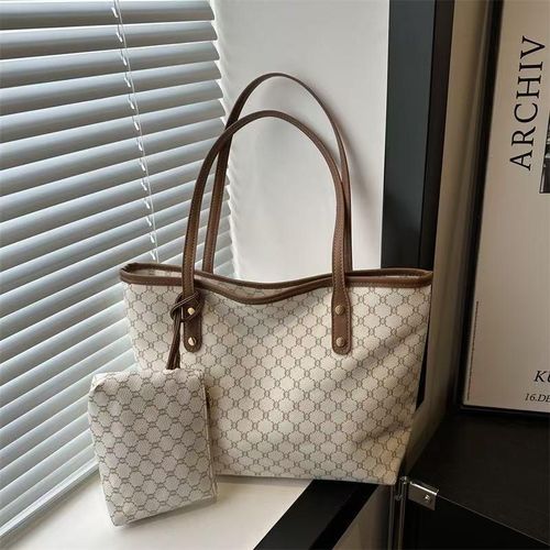 2 Pcs Women's Diamond Pattern Handbag Set Large Capacity Ideal For Commuting And Shopping