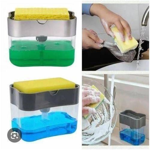 Liquid PUMP DISPENSER & SPONGE Set -Pump Action Liquid Dish Soap Dispenser