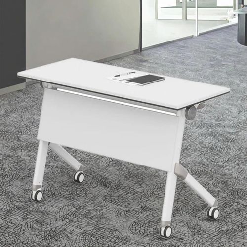 Mobile Folding Office Conference Table with Lockable Wheels Modern Training Meeting Desk
