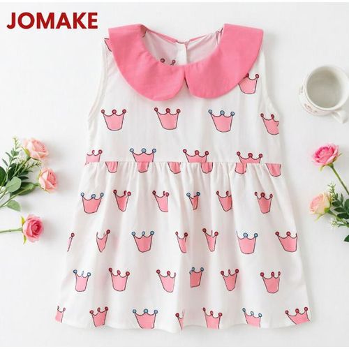 6M-4-year-old girls dress pink crown sleeveless doll collar