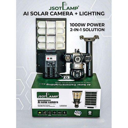 AI Solar Camera with Floodlight – 1000W, Motion detector, 360° Tilt surveillance , night vision and water proof