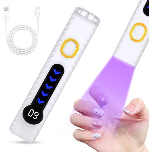 Cure Nail Dryer, Handheld UV Nail Lamp for Gel Polish with LED Screen and 20s 60s Timer, Mini Rechargeable USB UV Light Flash Gift for Women for DIY at Home, Travel,Pink White