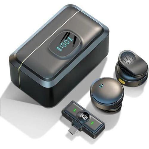 Hot sale Dual Wireless microphone magnetic clip long battery life with charging case noise cancelation for live video recording and tiktok