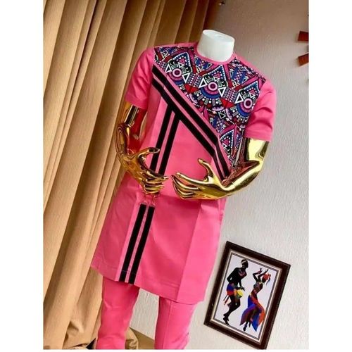 Trendy African 2 Piece Suit African Sirt And Matching Pants