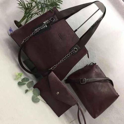 Ladies 3 in One Classic Leather Handbag