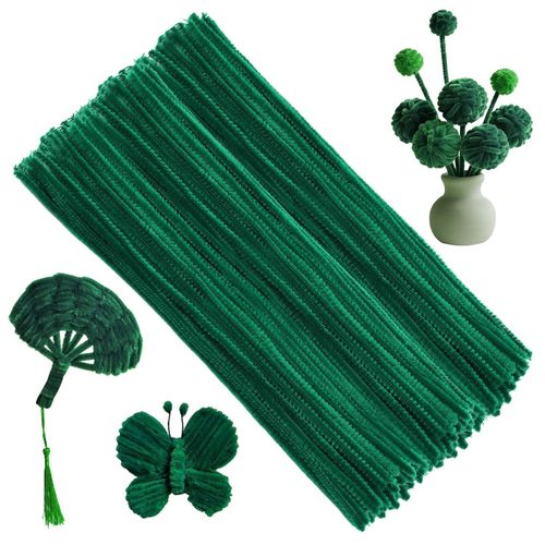 100 Pcs Green Pipe Cleaners, Pipe Cleaners, fuzzy wires, PipeCleaners for Craft Flowers, Chenille Stems Craft Supplies for DIY and Project Decoration