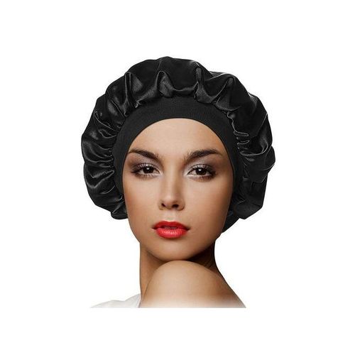 Free Size Satin Hair Bonnet Cap/ Sleeping Cap- Black