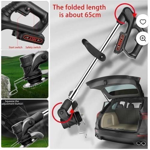 24V Cordless Electric Grass Trimmer – Foldable, Adjustable & Portable Lawn Mower