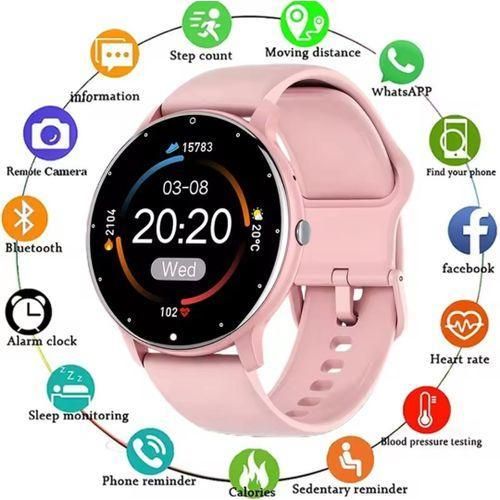 Ladies Round Screen Touch Waterproof Fitness Tracker Smartwatch