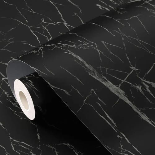Marble Effect Self-Adhesive Contact Black Paper 60cm x 5m – Waterproof DIY Wall & Furniture Wrap