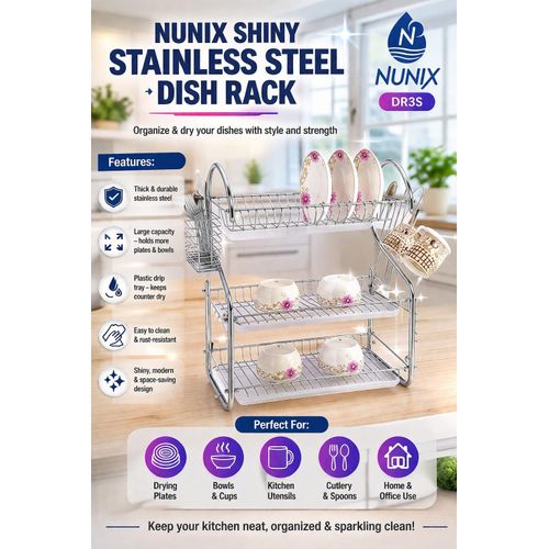 3- Layer stainless steel dish rack - 1pc