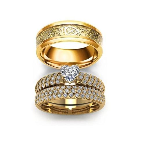 18 Karat Gold Plated Ring Set For Couple