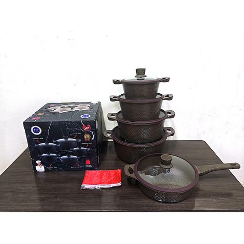 Premium Quality 11PCs Granite Non-stick Cookware Set with Silicone Covers