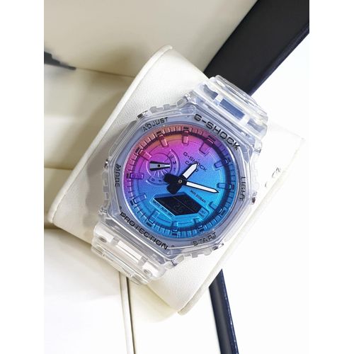 gradient dial watch, transparent resin wristwatch