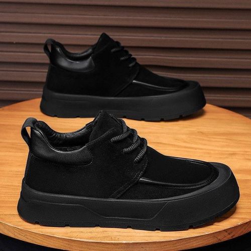 Men's Casual Leather Shoes, Soft-Sole Breathable Slip-Ons Black