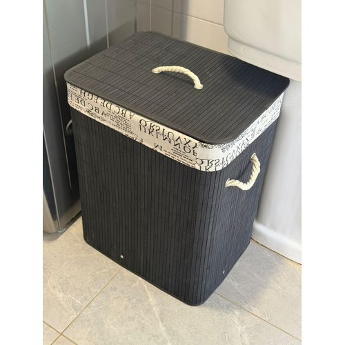 Black Eco-friendly bamboo laundry basket