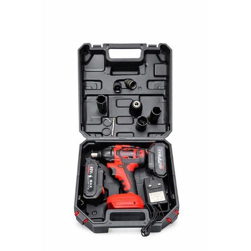 Wrench Kit 48V Cordless Impact, Rechargeable Electric Drill Gun with 2 Batteries, Charger and Carry Case