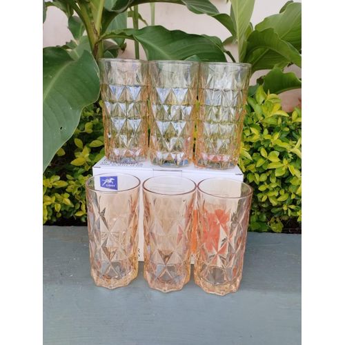 Heavy Duty Crystal Gold Clear Long / Water Glass set of 6