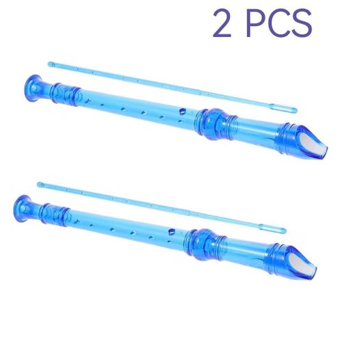 2 pcs CBC Plastic instrument musical soprano recorder long flute 8 holes Blue