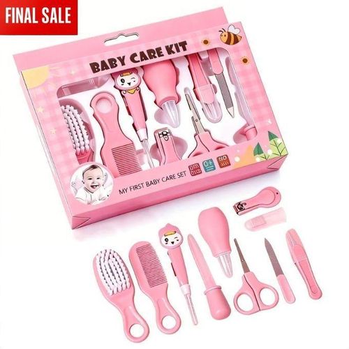 Baby Care Baby Grooming Kit 10pcsSet Baby Healthy Kit BabyCare Essentials Nursery Care Set for Newborn Infants Kids Accessories-pink