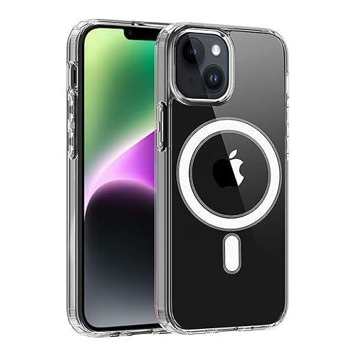 Clear MagSafe Case with Strong Magnetic Ring, Hybrid Protection, and Slim Lightweight Fit for iPhone 14 - Transparent Crystal Design