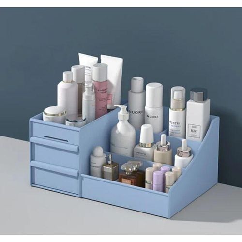 Makeup Desk Cosmetic Storage Box Organizer With Drawers For Dressing Table Vanity Countertop Bathroom Counter Elegant Vanity Holder For Brushes Eyeshadow Lotions Lipstick And Nail Polish