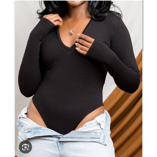 Long Sleeved Women’s Elegant Bodysuit Top – Comfortable, Stylish & Perfect Fit Body Suit Top - Black