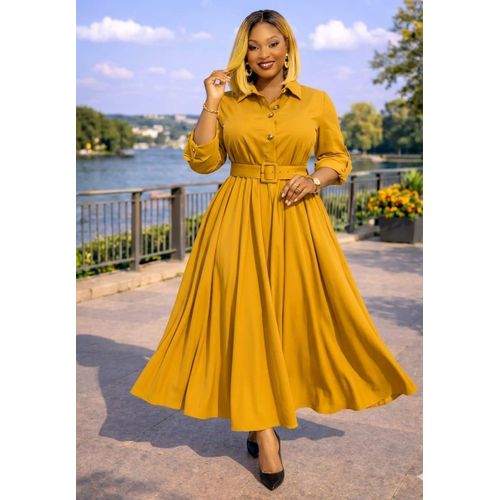 Elegant Radiance Belted Maxi Dress Size M to 3XL