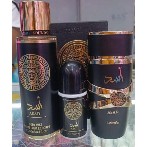 Middle Eastern Arabian Perfume Asad Oriental Fragrance for Men Long-lasting Cool Perfume Gift Yara+250ml BODYMIST+FREE ROLL ON