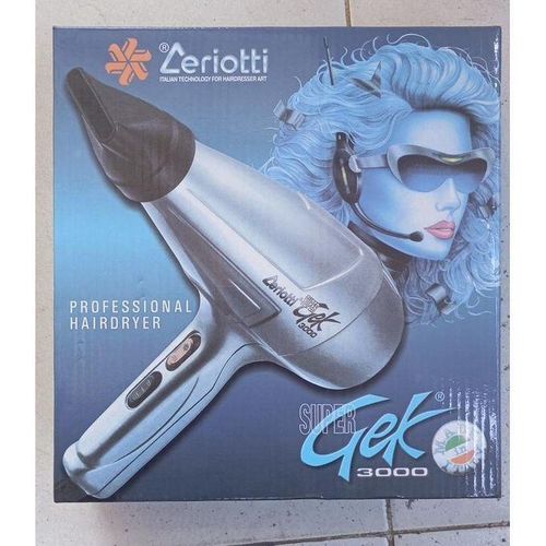 Ceriotti Super Gek 3000 Ionic Hair Dryer AC Motor 2 Speed 3 Heat Settings Detachable Filter Cold Air