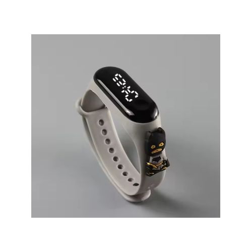 Gift For Child Boy / Girl LED Digital Cartoon Kids Watch, Waterproof Bracelet Wristwatch Made Of Silicon Material Grey Color