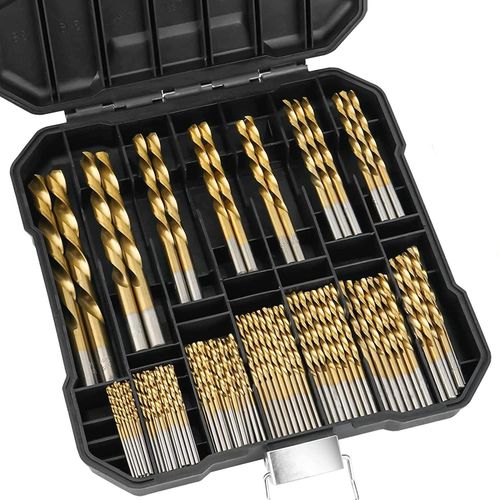 Metric 99 Pcs Titanium Twist Drill Bit Set,135° Tip High Speed Steel,Size from 1.5mm up to 10mm,Ideal Drilling in Aluminum Alloy/Cast Iron/Fiberglass/Plastic/Wood,with Index Storage Case