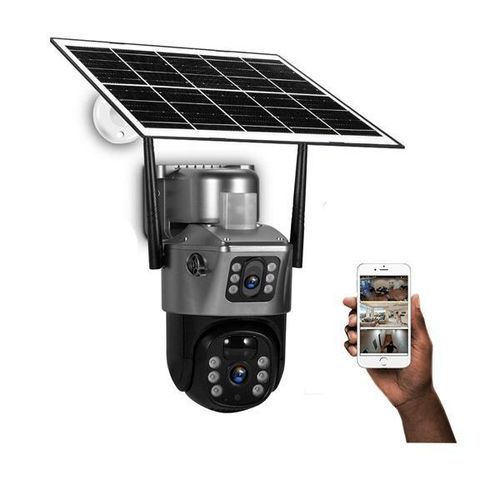 V380 Pro Mobile App Control 12MP 4G Simcard PTZ Rotating Dual Lens Outdoor Smart Security Monitoring Solar Camera