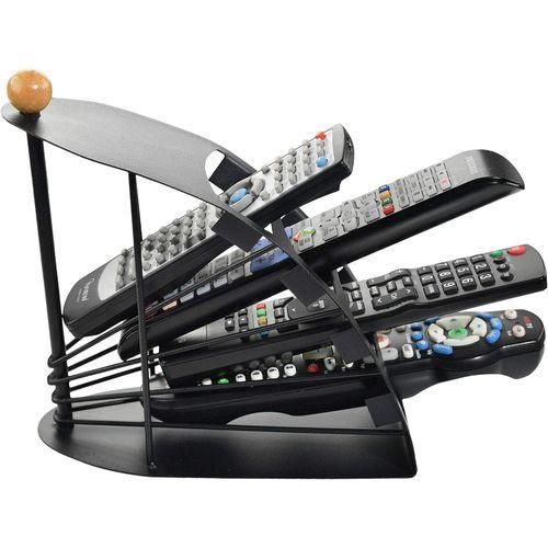 Remote Control Holder Organizer with 4 Slots, Compact Desk Organizer for Home Office, Ideal for TV Media Stand, Bedside Caddy, Nightstand & Table Organizer, Living Room Accessories, Black