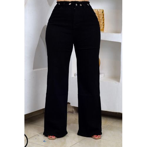 Womens High-Waist straight Wide Leg Black Mummy Jeans High Quality Denim Comfortable Fit