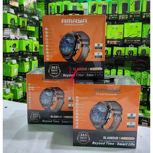Amaya ASW-01 Leather Strap Smart Watch – Elegant Look With Fitness & Notification Features