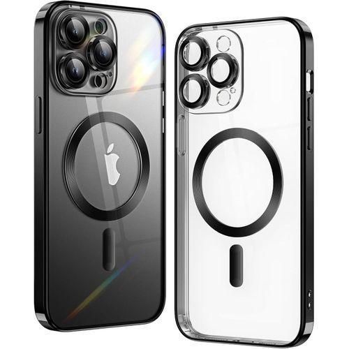 iPhone 12 Pro Max Phone Case Black Electroplated Clear Case With Magnet Compatible With Magsafe Supports Wireless Charging Case Cover